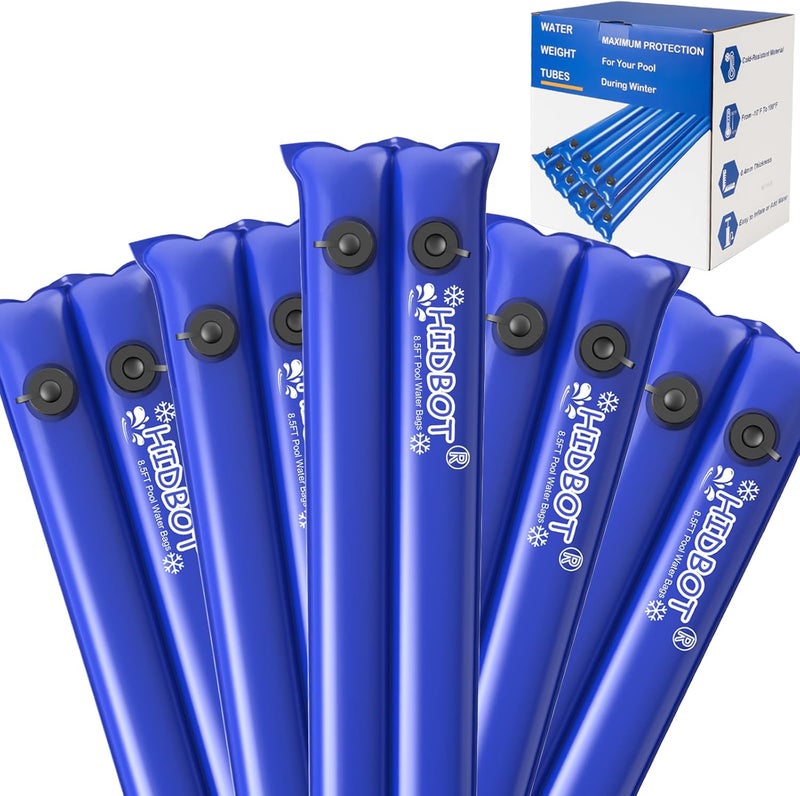 Hidbot 8.5 Ft Double Chamber Pool Water Bags,5 Packs-Water Tube for Winter Pool Cover,0.4mm Double Chamber Water Tubes for Inground Pool Swimming Pool Water Bags for Winterizing-Pool Covers Winter Closing - Image 1